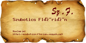 Szubotics Flórián névjegykártya